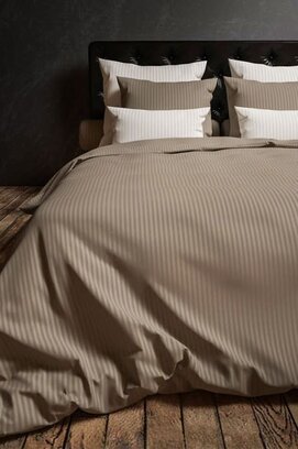 Heckett Lane dekbedovertrek Satijnstreep taupe grey