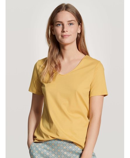 Calida dames pyjamatop kort 14051 sunny yellow