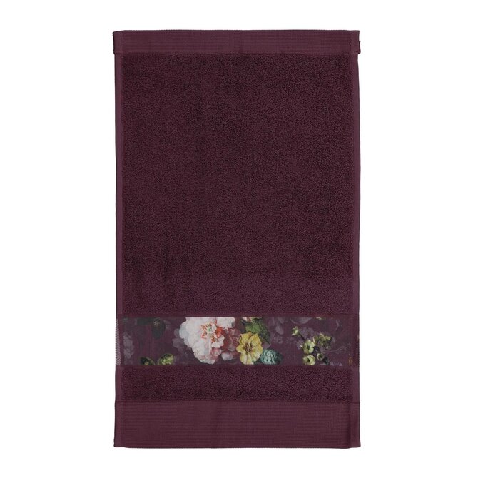 Essenza Fleur gastendoek Plum 30x50