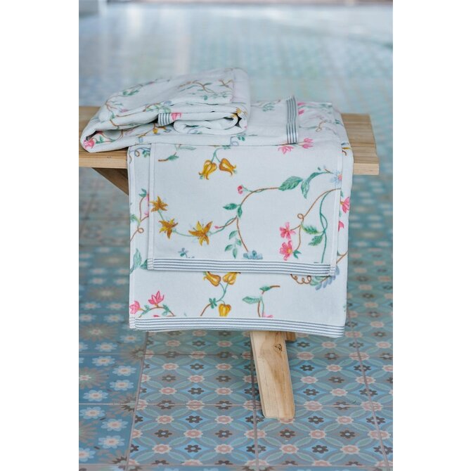 Pip Studio Les Fleurs Badhanddoek - Wit 70 x 140 cm