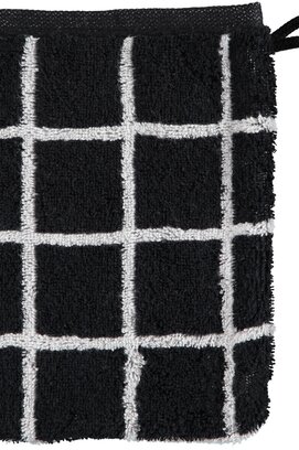 Cawö Zoom Karo face cloth schwarz