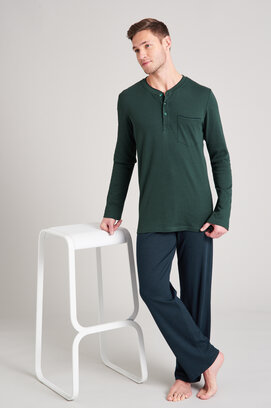 Schiesser heren pyjama lang 175640 dark green