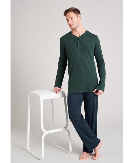 Schiesser heren pyjama lang 175640 dark green