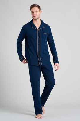 Schiesser pyjama homme long 175638 bleu nuit