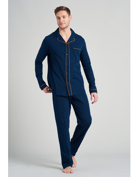 Schiesser heren pyjama lang 175638 nachtblauw