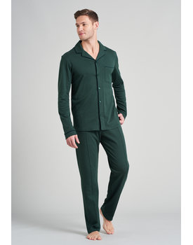 Schiesser heren pyjama lang 175638 donkergroen