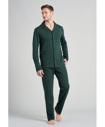 Schiesser heren pyjama lang 175638 donkergroen