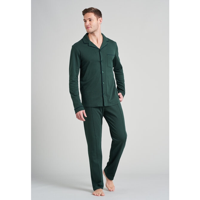 Schiesser heren pyjama lang 175638 donkergroen