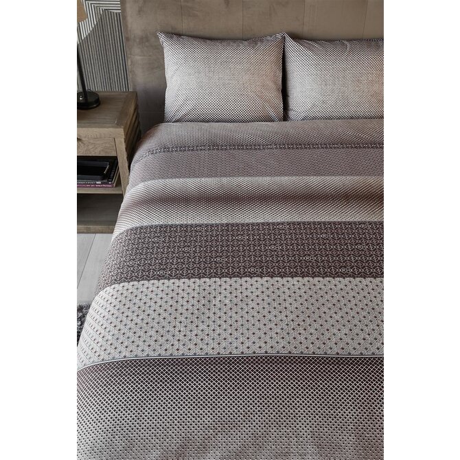 Rivièra Maison Retrograde Dekbedovertrek - Bruin 140 x 200/220 cm + 1x 60 x 70 cm