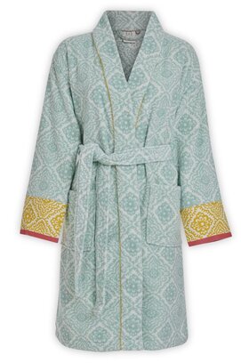 Pip Studio Peignoir à carreaux en jacquard - Bleu clair XXL