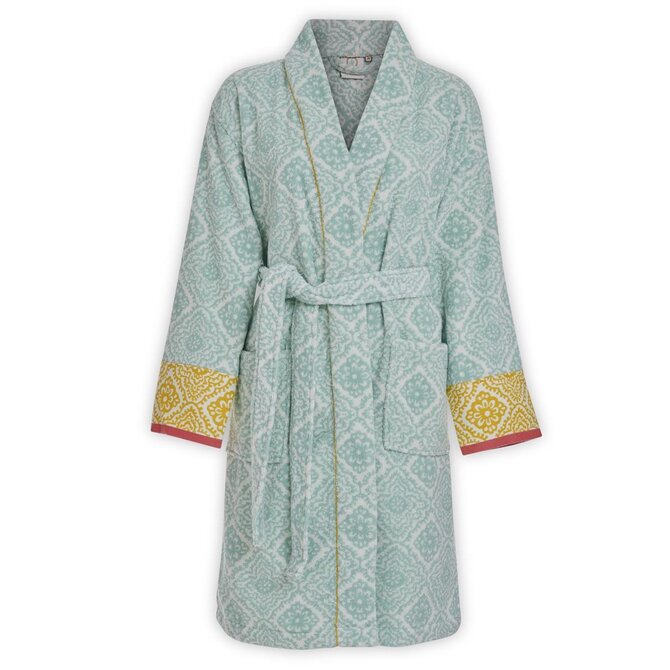 Pip Studio Peignoir à carreaux en jacquard - Bleu clair XXL