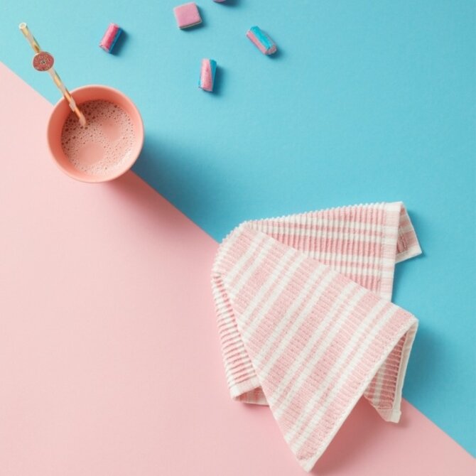 DDDDD vaatdoek Stripe pastel pink 30 x 30 cm