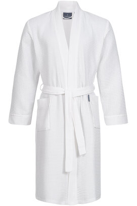 Morgenstern badjas Luca wafelstof Kimono 120cm Wit XL