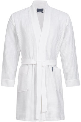 Morgenstern badjas Sascha Kimono wafelstof kort 100cm Wit M