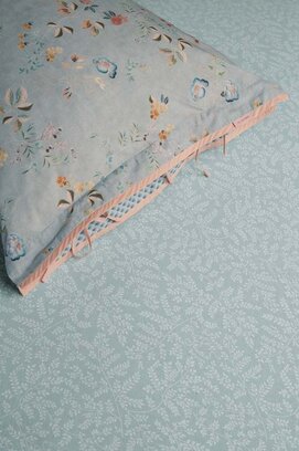 Drap-housse Leafy de Pip Studio - Bleu Gris 140 x 200/210/220 cm Hauteur des coins : 30 cm