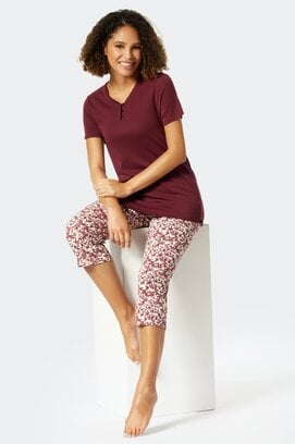 Schiesser Pyjama 3/4, manches courtes prune 176994 46/3XL