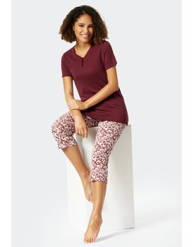 Schiesser Pyjama 3/4, korte mouw plum 176994 46/3XL