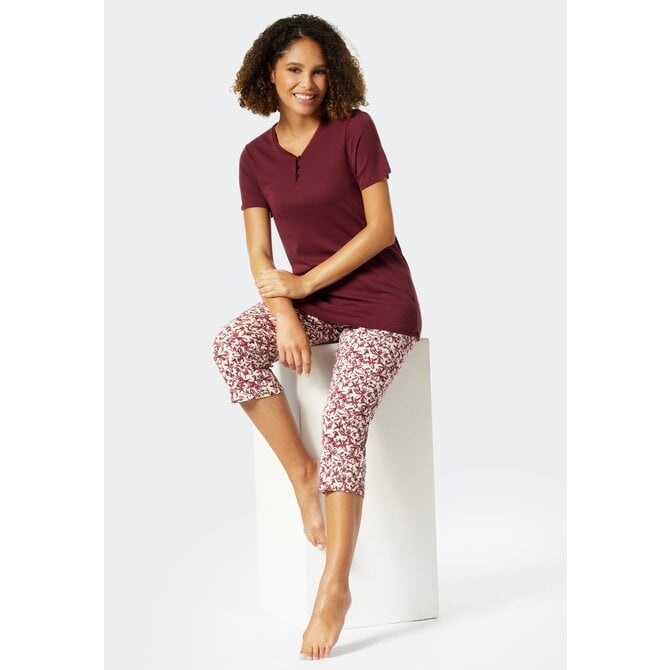 Schiesser Pyjama 3/4, korte mouw plum 176994 46/3XL