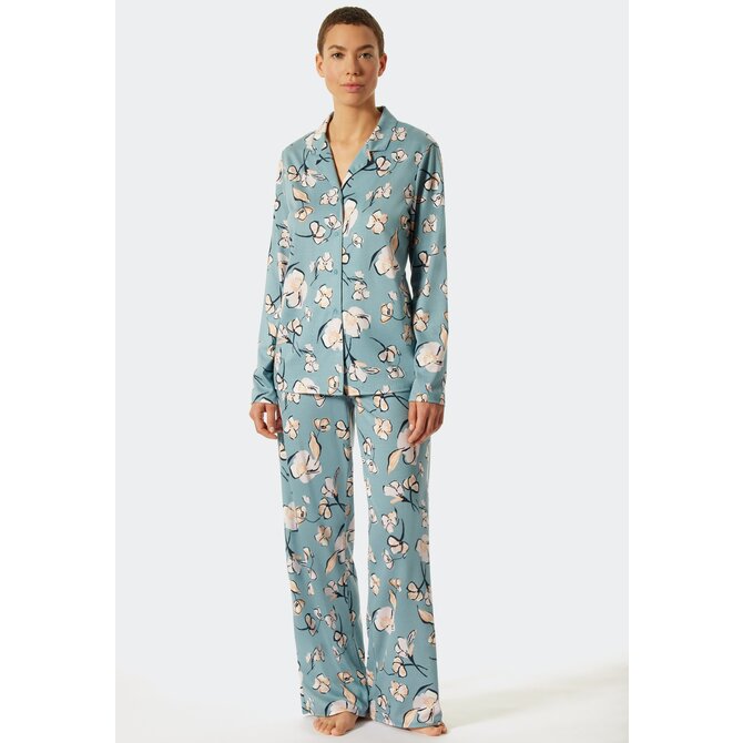 Schiesser Pyjama lang bluegrey 176983 38/M