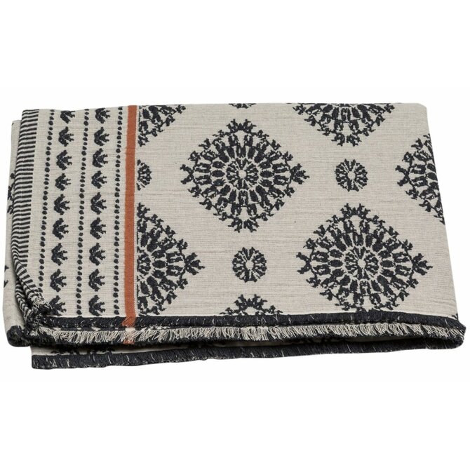 David Fussenegger LINO Linnenplaid "Häkelmuster" anthrazit 200x135cm