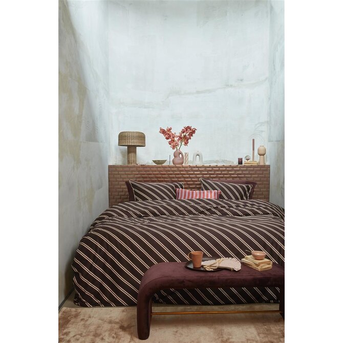 vtwonen Housse de couette Diagonal Dark Red 240x200/220 cm