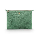 Pip Studio Pip Cosmetic Flat Pouch Large Velvet Quilted  Green 30x22x1cm