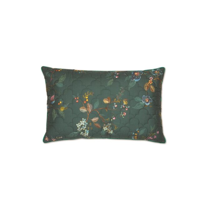 Pip Studio Kawai Flower Quilted Cushion Dark Green 45x70 cm