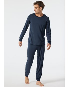 Schiesser Pyjama Long dark blue 178114 54/XL