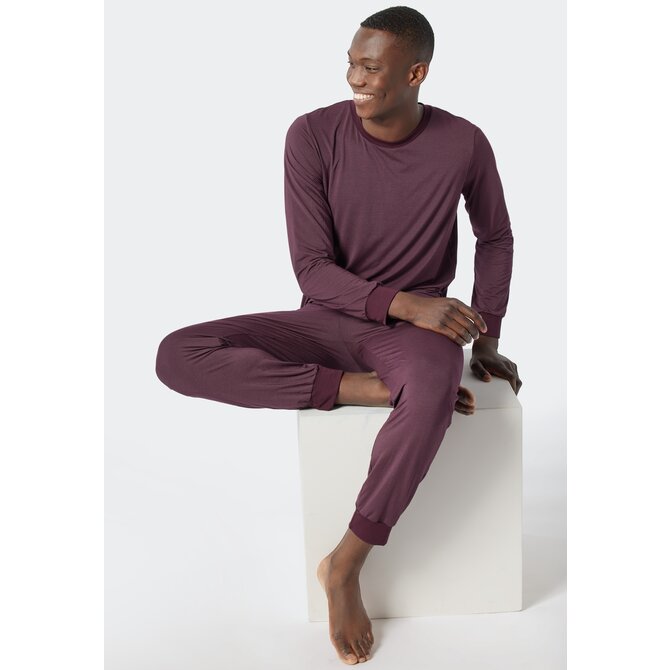 Schiesser Pyjama Long wine red 178032 48/S