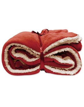 Unique Living Lars coral fleece/suede plaid 150x200cm redwood