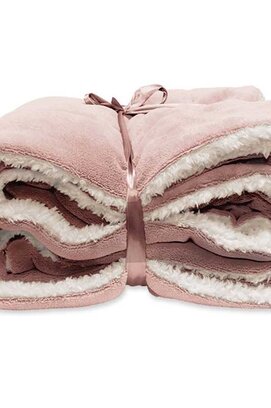 Unique Living Lars coral fleece/suede plaid 150x200cm old pink