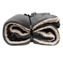 Unique Living Lars coral fleece/suede plaid 150x200cm dark grey