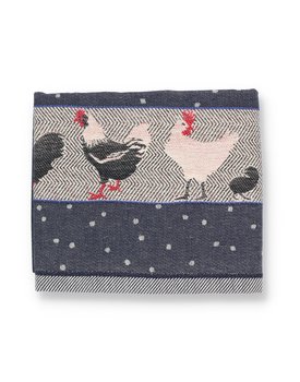 Bunzlau Castle Theedoek Chickens Dark Blue