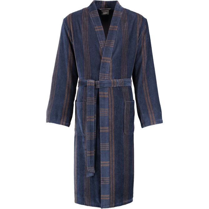 Cawö Heren Kimono Badjas extra licht 2508 - Blau  58