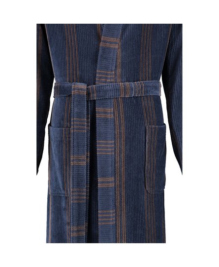 Cawö Heren Kimono Badjas extra licht 2508 - Blau  58