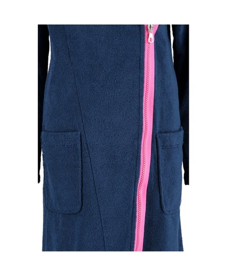 Cawö Dames Badjas Ritssluiting 6116 - Navy Pink  M