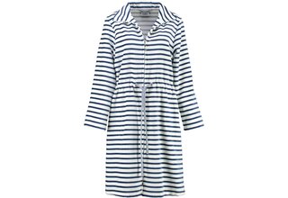 Cawö Dames Badjas kort met Tunnelkoord en Rits 6597  Navy 44