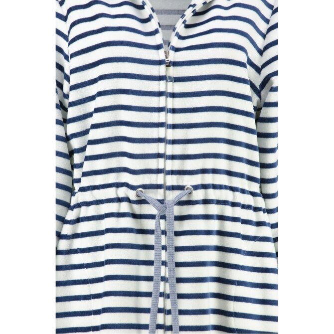 Cawö Peignoir femme court avec cordon tunnel et fermeture à glissière 6597 Navy 40