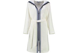 Cawö Dames Badjas met Capuchon en Rits 6598 Weiss 48