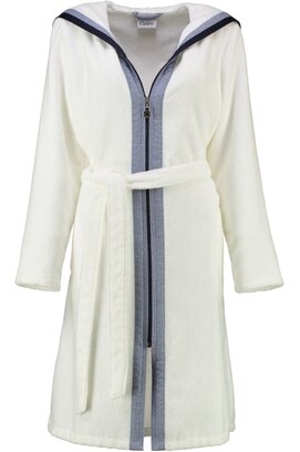 Cawö Dames Badjas met Capuchon en Rits 6598 Weiss 36