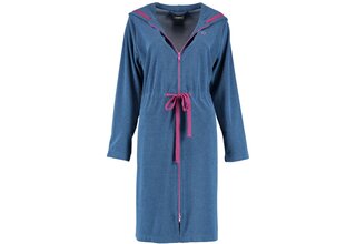 Cawö Peignoir pour dames avec capuche, sangle et fermeture éclair 821 - Blau-beere S