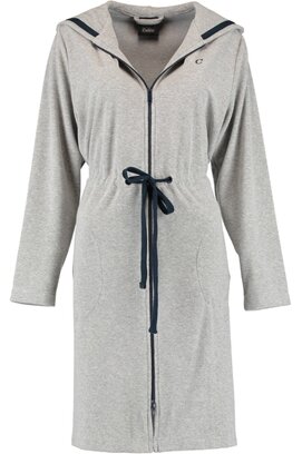 Cawö Dames Badjas met Capuchon, band en rits 821 - Grau-blau  XS