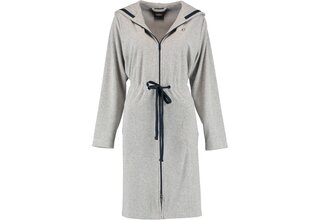 Cawö Peignoir pour dames avec capuche, sangle et fermeture éclair 821 - Grau-blau M