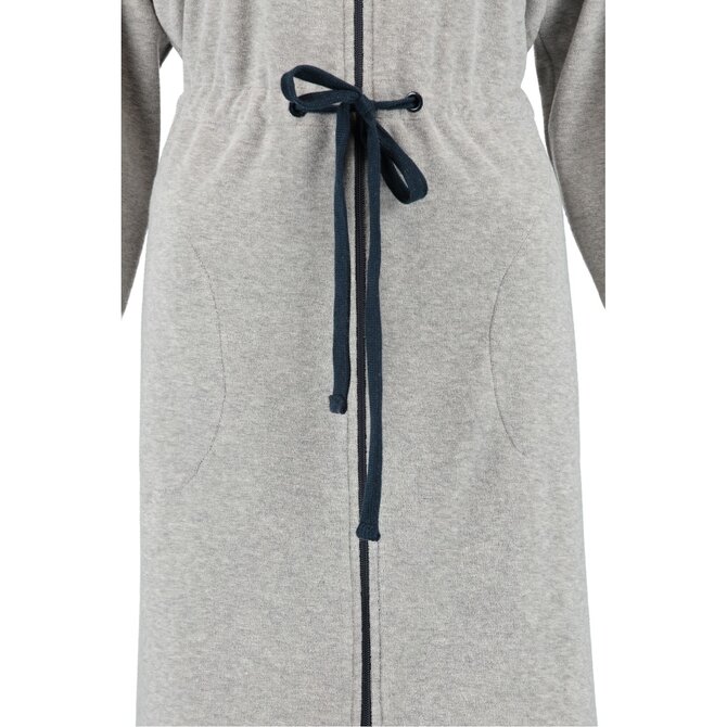 Cawö Peignoir pour dames avec capuche, sangle et fermeture éclair 821 - Grau-blau M