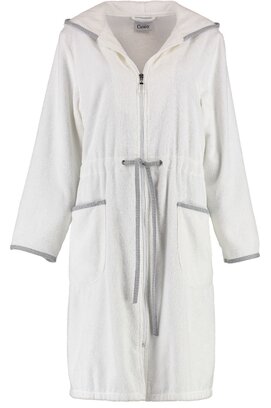 Cawö Peignoir à capuche avec fermeture éclair pour femmes 4103 Blanc/Gris 46