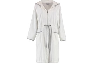 Cawö Peignoir à capuche avec fermeture éclair pour femmes 4103 Blanc/Gris 46