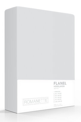 Romanette flanel hoeslaken  Zilver 80x200