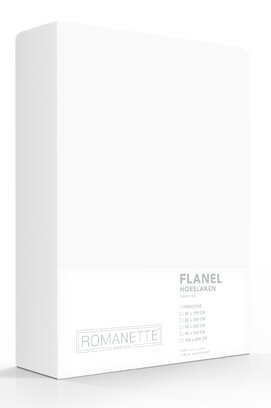 Romanette flanel hoeslaken  Wit 160x220