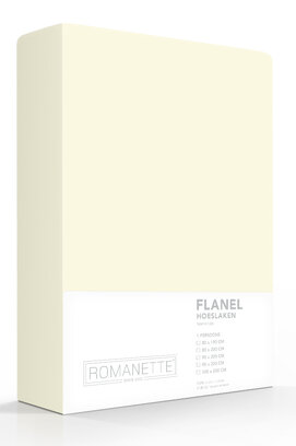 Romanette flanel hoeslaken  Ivoor 180x200