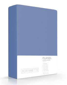 Romanette flanel hoeslaken Jeans 140x200